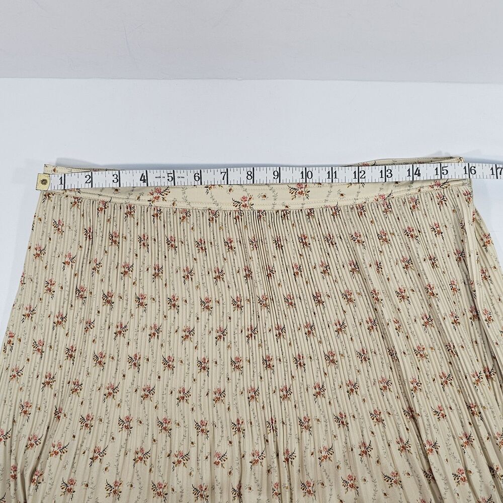 Polo Ralph Lauren Jaclyn Pleated Floral Midi Skirt Size 12 Tiered Ruffle Cream - Picture 8 of 9